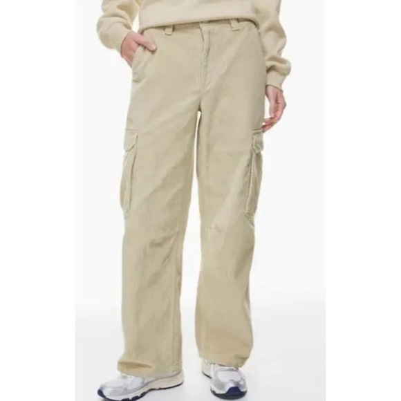 ARITZIA TNA Corbett Corduroy Mid-Rise Cargo Pants in Tan